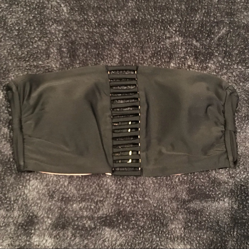 Black Strapless Swim Top